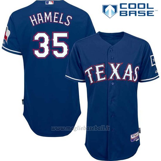 Maglia Baseball Uomo Texas Rangers Cole Hamels Majestic Blu Cool Base